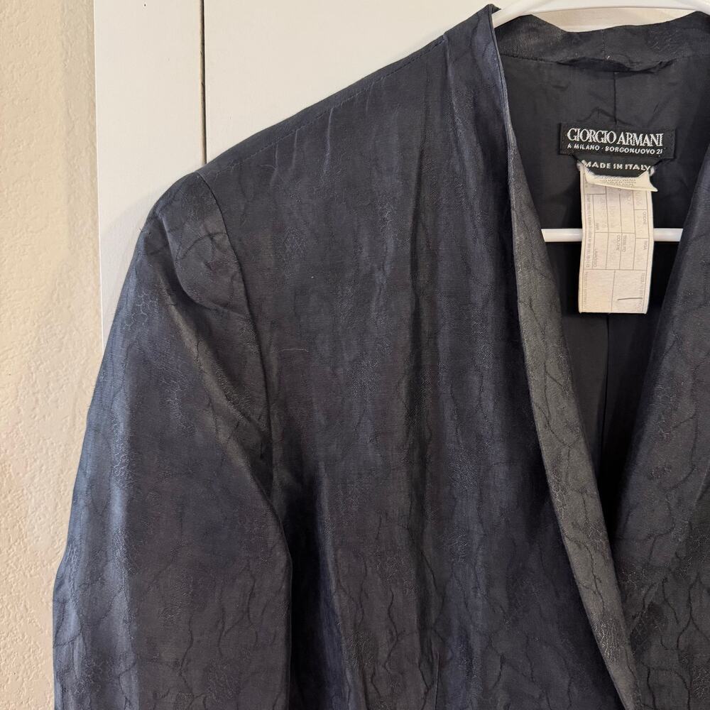 Vintage Giorgio Armani Textured Silk Women’s Blazer Jacket Blue Size 44 / US 8 - Picture 4 of 8
